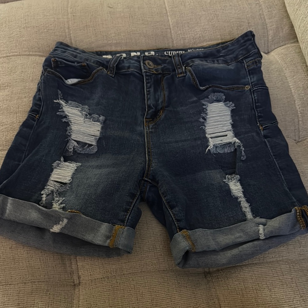 Distressed Denim Shorts